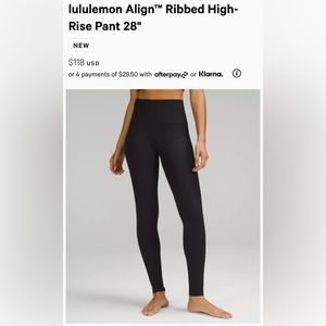 Lululemon Align Ribbed 28” High Rise pant